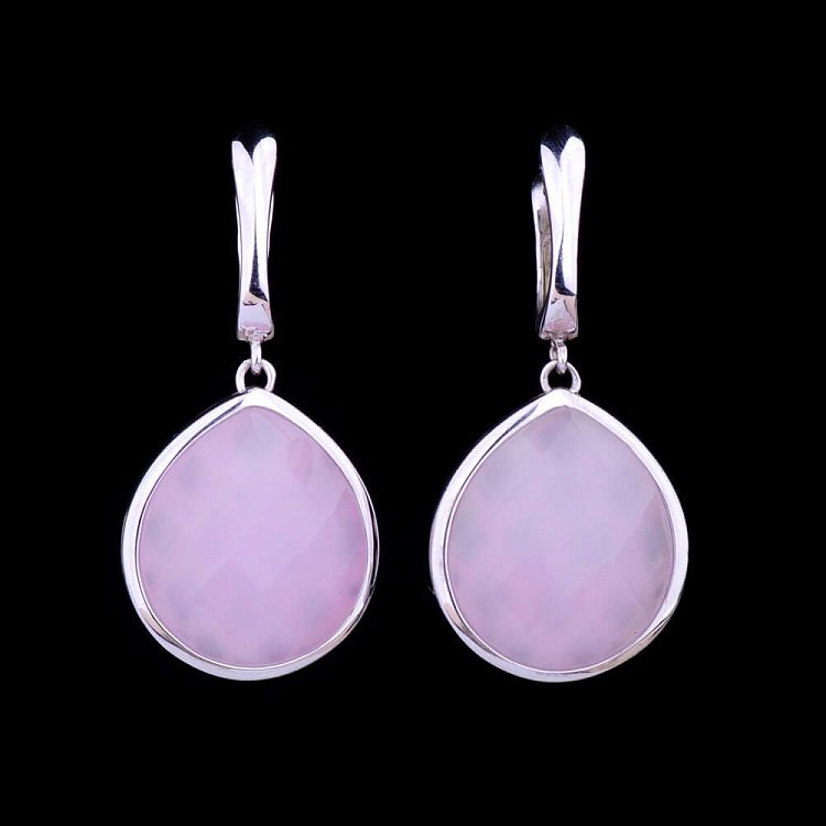 Серебряные серьги (кварц розовый) 12948 от ювелирного магазина Оникс - 1