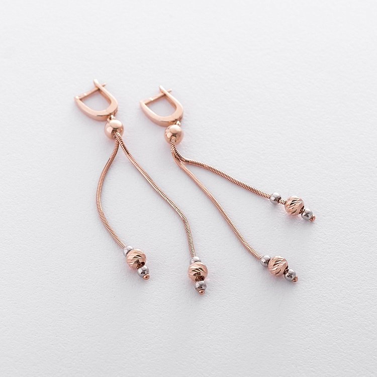 Висячі сережки з червоного золота с06371 від ювелірного магазину Онікс