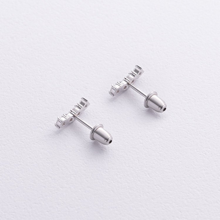 Серьги - пусеты "Lora" с фианитами (серебро) 7240 от ювелирного магазина Оникс - 2