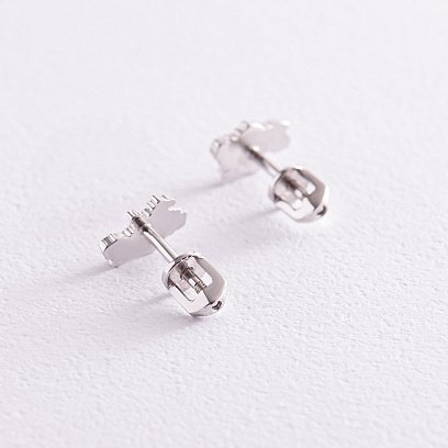 Серьги - пусеты "Карта Украины" в белом золоте с08012 №5