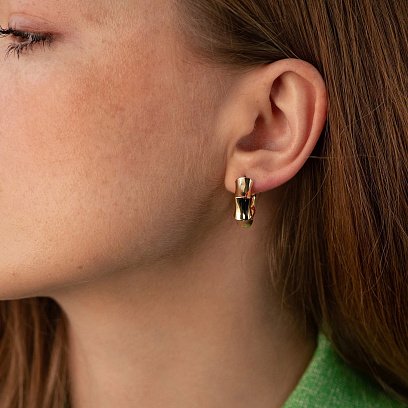 Сережки - кільця "Selesta" у жовтому золоті с08948 №4