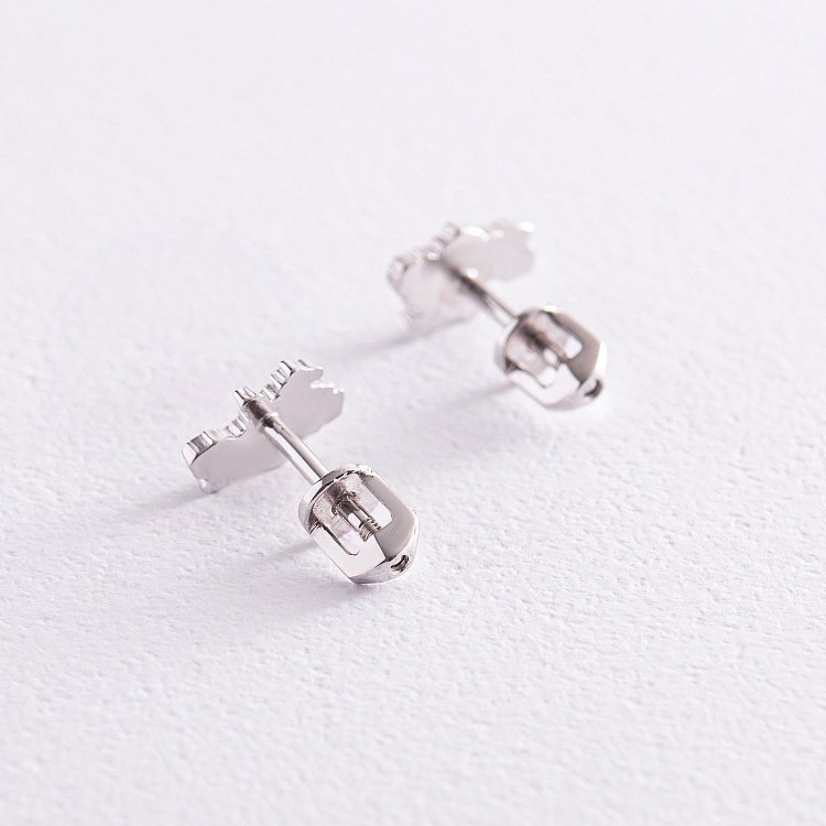 Серьги - пусеты "Карта Украины" в белом золоте с08012 от ювелирного магазина Оникс - 4