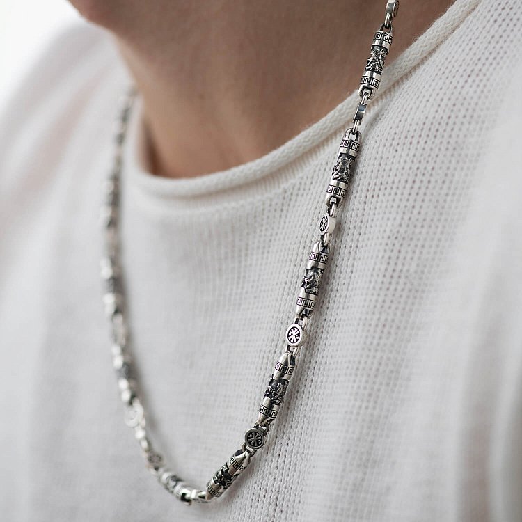 Срібний чоловічий ланцюжок "Георгій Переможець. Хризма" 1167 від ювелірного магазину Онікс - 1