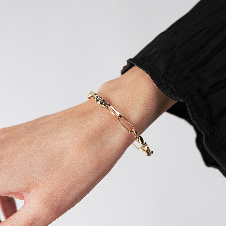 Золотий браслет "Lucile" (чорні фіаніти) б05839 від ювелірного магазину Онікс - 3