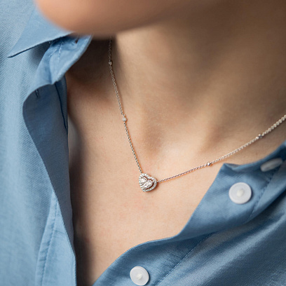 Золоте кольє "Сердечко" з діамантами колб0138ri №4