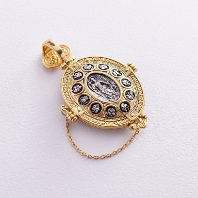 Серебряный мощевик "Ангел Хранитель. Голгофа. Господь Вседержитель. Толгская икона Божией Матери" 133052 №2