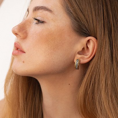 Серебряные серьги "Цветочки" с позолотой 122793 №2