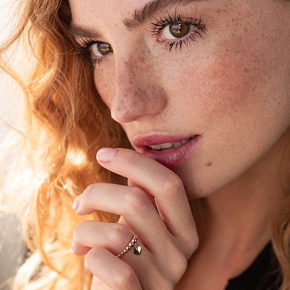 Шариковое кольцо "Сердечко" в красном золоте к06612 №6