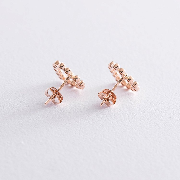 Золотые серьги-пусеты "Влюбленные сердца" с06887 от ювелирного магазина Оникс - 2