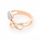 Золотое кольцо "Сердечко и бесконечность" (фианиты) к05789 от ювелирного магазина Оникс - 2
