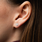 Золоті сережки - пусети "Квіточки" 2 в 1 з діамантами сб0627ca от ювелирного магазина Оникс - 6