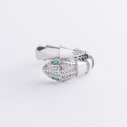 Каблучка "Змія" у білому золоті (фіаніти) к08205 №3