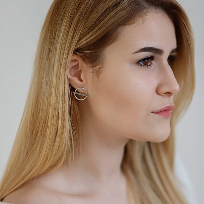 Серебряные серьги - пусеты "Баланс" 122585 №5