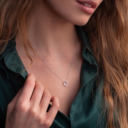 Колье "Амелия" в белом золоте (фианит) кол01903 №2