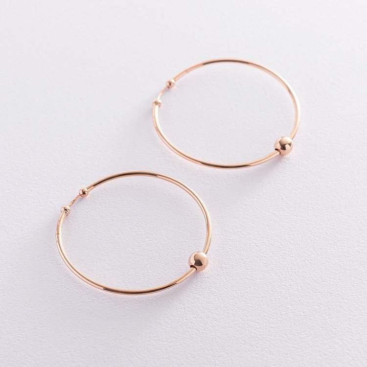 Серьги - кольца "Гармония" в красном золоте с07340 от ювелирного магазина Оникс