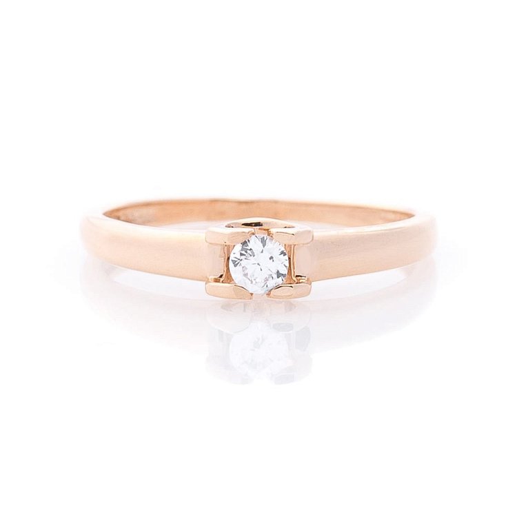 Золотое помолвочное кольцо с фианитом к05962 от ювелирного магазина Оникс - 2