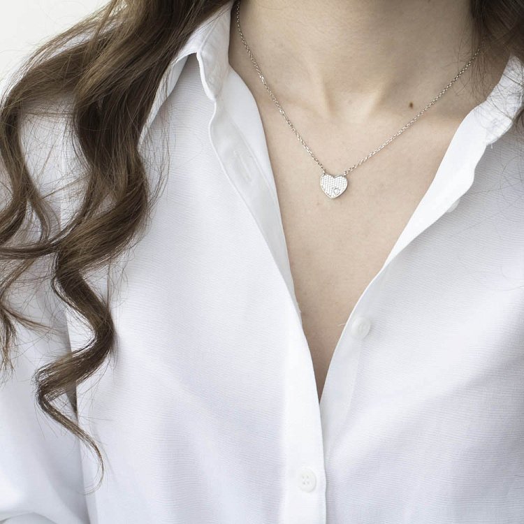 Срібне кольє з сердечком (фіаніт) 18759 від ювелірного магазину Онікс - 2