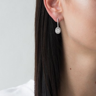 Золоті сережки з діамантами на англійській застібці сб0317di №2