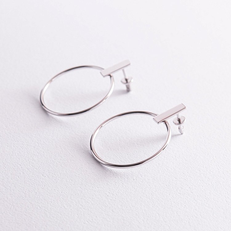 Сережки - пусети "Впевненість" у білому золоті с07883 від ювелірного магазину Онікс - 4