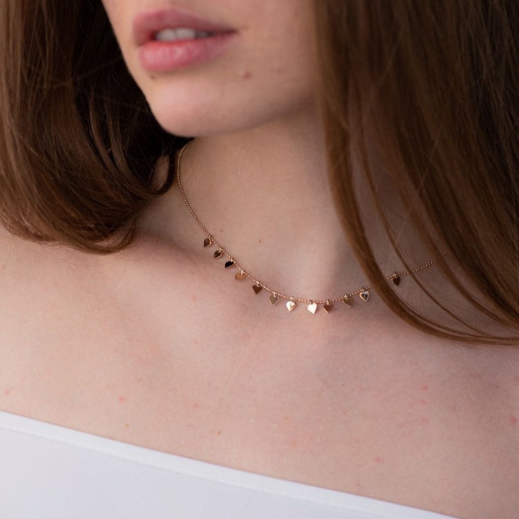 Кольє "Сердечка" в червоному золоті кол01403 від ювелірного магазину Онікс - 3