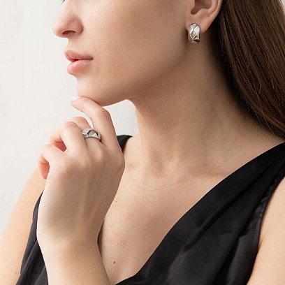 Сережки "Досконалість" в білому золоті с06791 №2