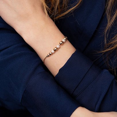 Браслет "Шарики" в красном золоте (фианиты) б05179 №2