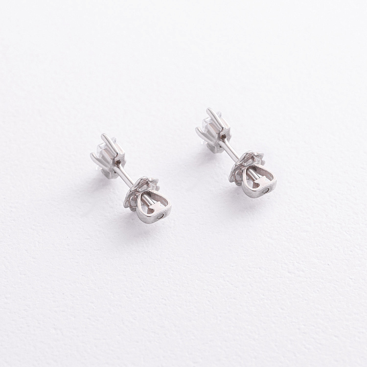 Срібні сережки - пусети з фіанітами 902-01297 від ювелірного магазину Онікс - 2