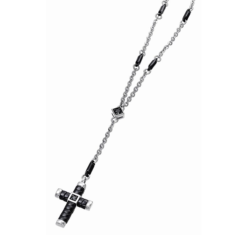 Чоловіче кольє "Хрест" зі срібла і чорної кераміки ZANCAN EXC367-N від ювелірного магазину Онікс