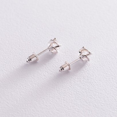 Серебряные серьги - пусеты с фианитами (7мм) 12918 №4