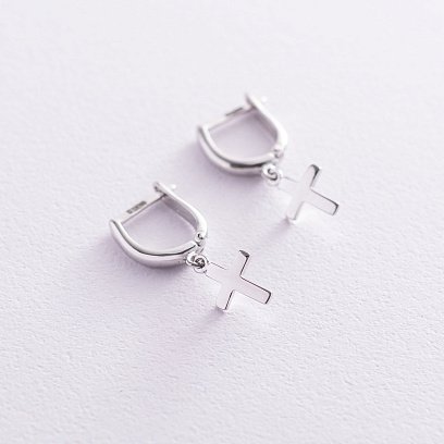 Сережки "Хрестики" в білому золоті с06992