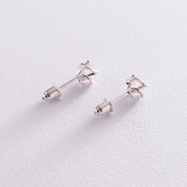 Серебряные серьги - пусеты с фианитами (7мм) 12918 от ювелирного магазина Оникс - 3