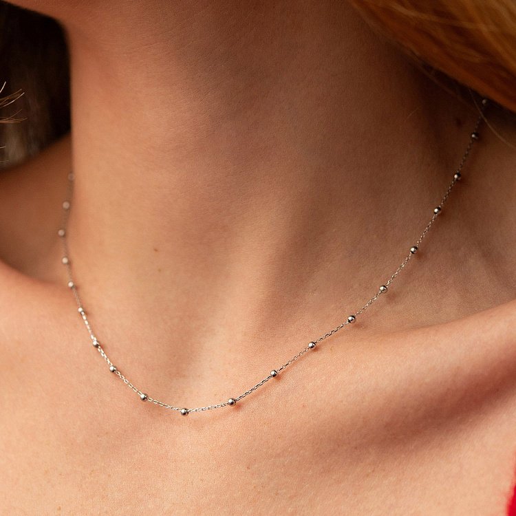 Кольє "Кульки" в білому золоті кол02015 від ювелірного магазину Онікс - 3