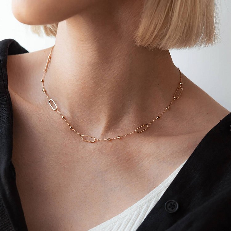 Кольє - ланцюжок "Кульки" у червоному золоті кол02224 від ювелірного магазину Онікс