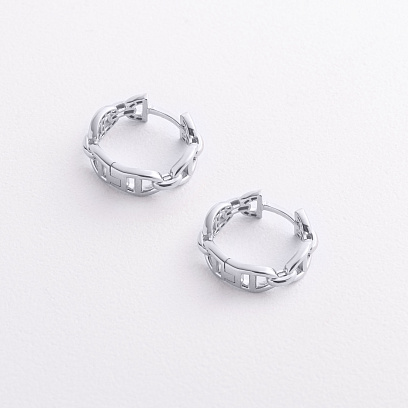 Сережки - кільця "Helen" у білому золоті с09573 №2