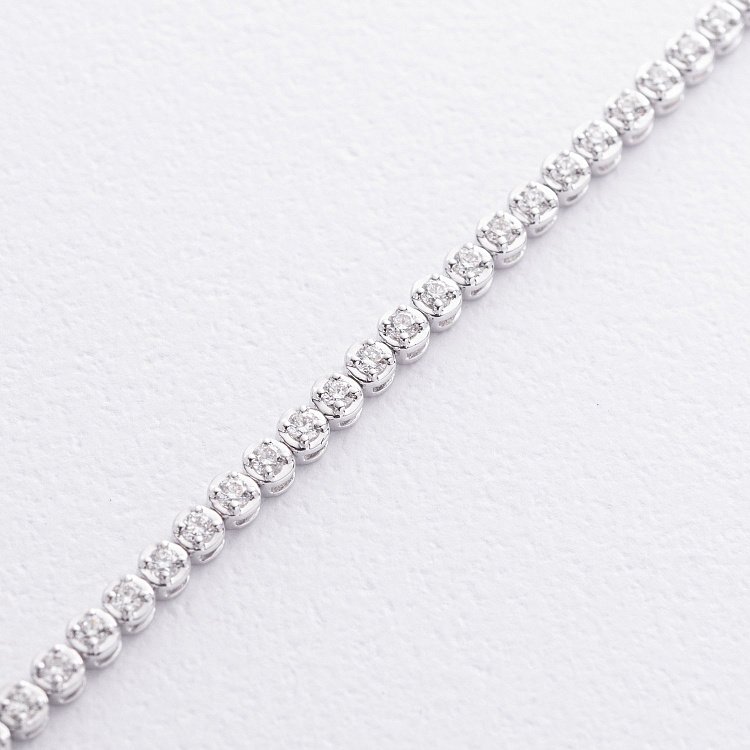 Браслет Теннис в белом золоте с белыми бриллиантами бб0056lg от ювелирного магазина Оникс - 1