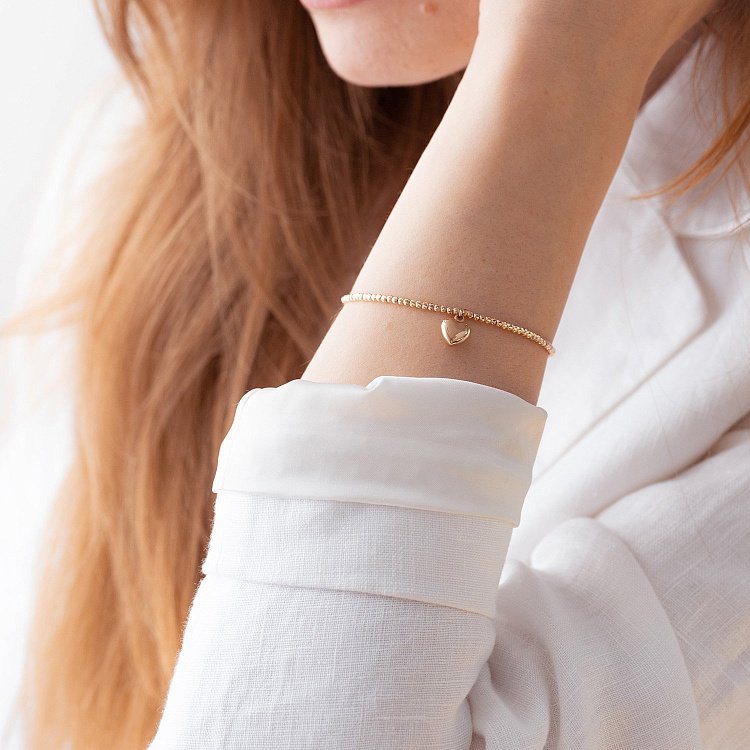 Золотий браслет "Сердечко" б03106 від ювелірного магазину Онікс - 1