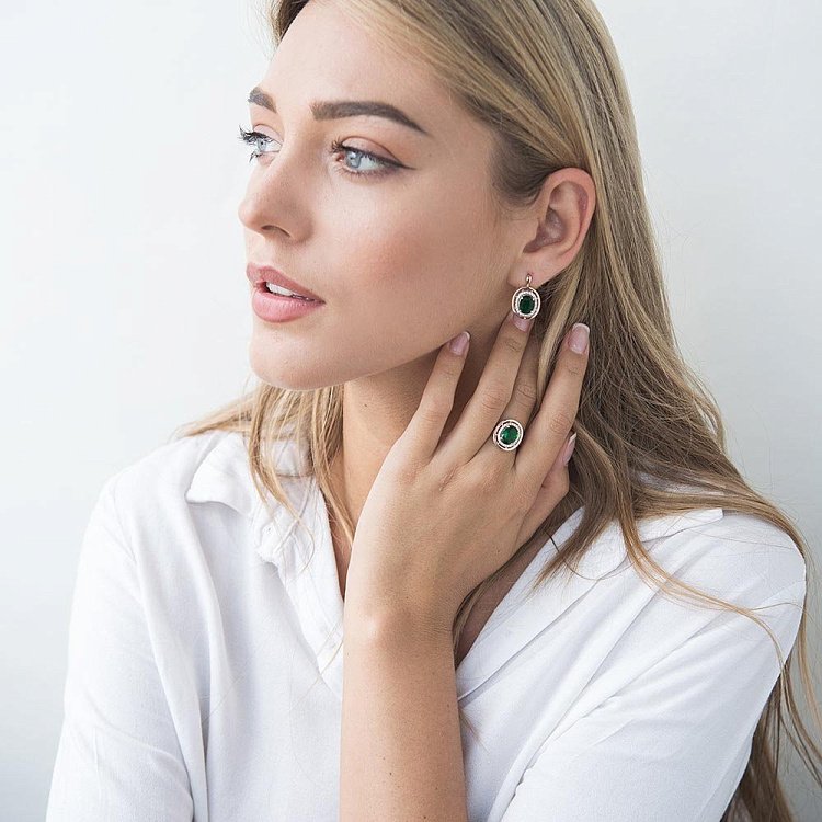 Золота каблучка (празіоліт, фіаніт) к05106 - 3 Золота каблучка (празіоліт, фіаніт) к05106 від ювелірного магазину Онікс - 3