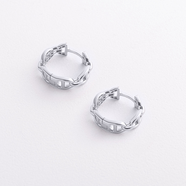 Сережки - кільця "Helen" у білому золоті с09573 від ювелірного магазину Онікс - 1