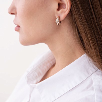 Сережки "Ассоль" з червоного і білого золота с05106 №2