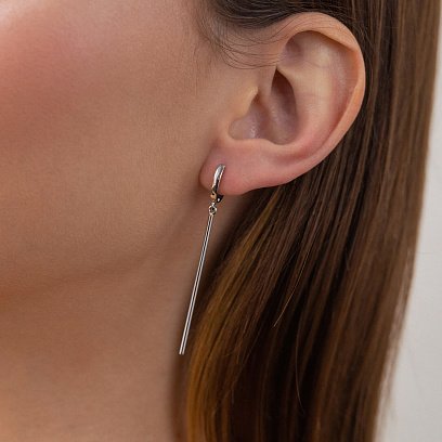 Серьги в белом золоте на английской застежке с08214 №3