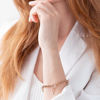 Браслет у червоному золоті "Серце, ключ і зірочка" (фіаніти) б04876 №2