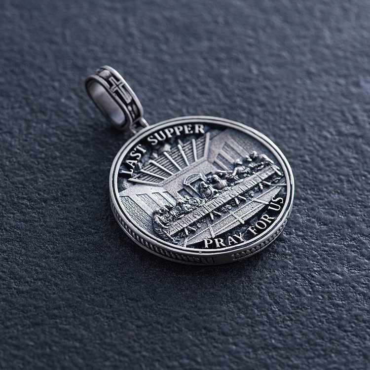 Срібна підвіска "Last supper. Pray for us (Таємна вечеря)" 7101 від ювелірного магазину Онікс - 3