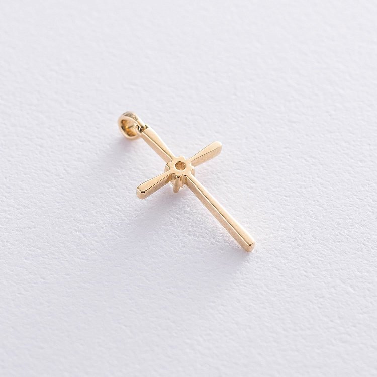 Золотой крестик с бриллиантом пб0229ri от ювелирного магазина Оникс - 2