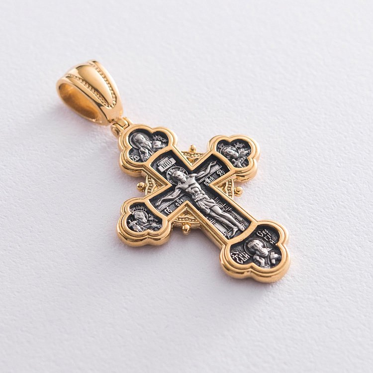 Православный крест "Распятие Христово, Александр Невский, Димитрий Донской, Сергий Радонежский. Архангел Михаил" 132958 от ювелирного магазина Оникс