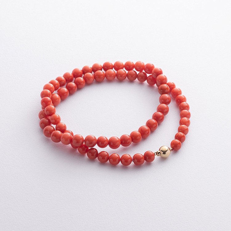 Бусы из коралла (золотая застежка) бус017к от ювелирного магазина Оникс - 4