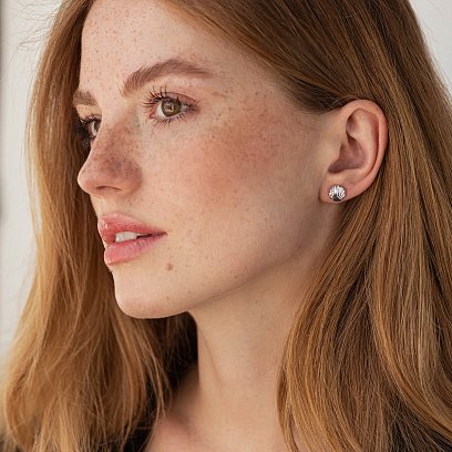 Сережки - пусети "Мушлі" в білому золоті с08471 №2