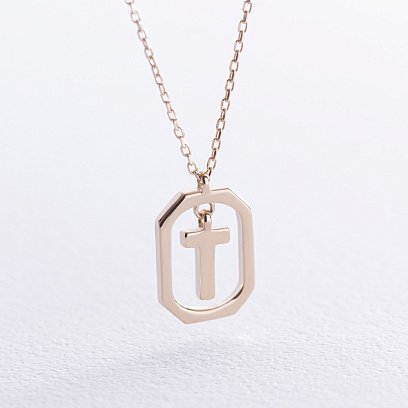 Колье с буквой "Т" в желтом золоте кол02463Т