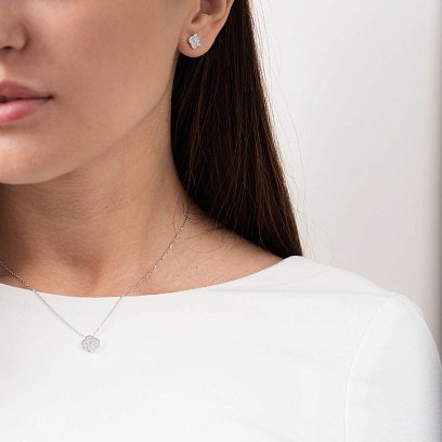 Кольє "Конюшина" в білому золоті (фіаніти) кол01668 №5