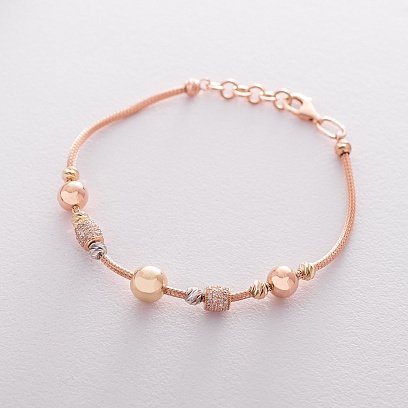 Золотий браслет з фіанітами б02983