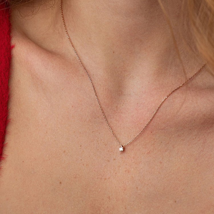 Золоте кольє з одним каменем (діамант) колб0114di від ювелірного магазину Онікс - 1